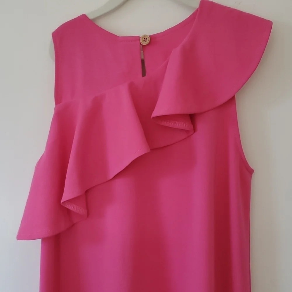 Deux Par Deux girls pink ruffle collar dress